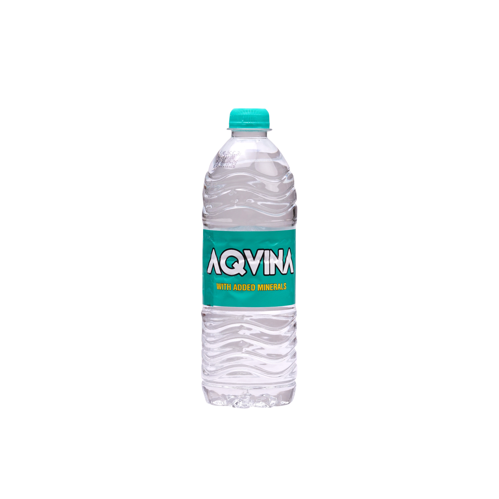 Aqvina 500 ml packaged drinking water bottle with teal label