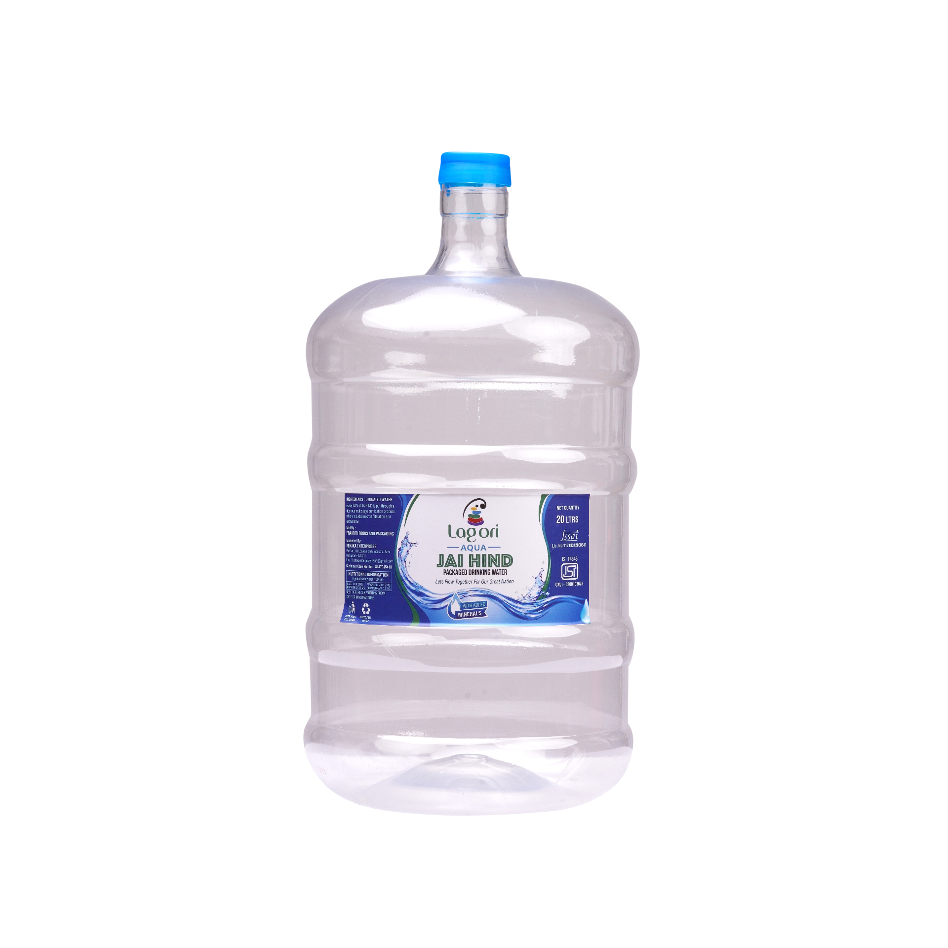 Lagori Aqua Jai Hind 20 litre packaged drinking water jar